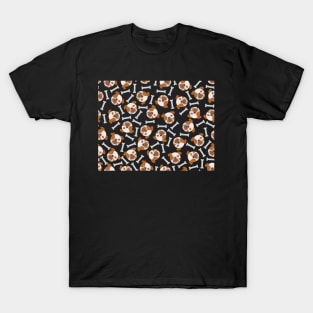 Cartoon Bulldog And Bone Pattern T-Shirt